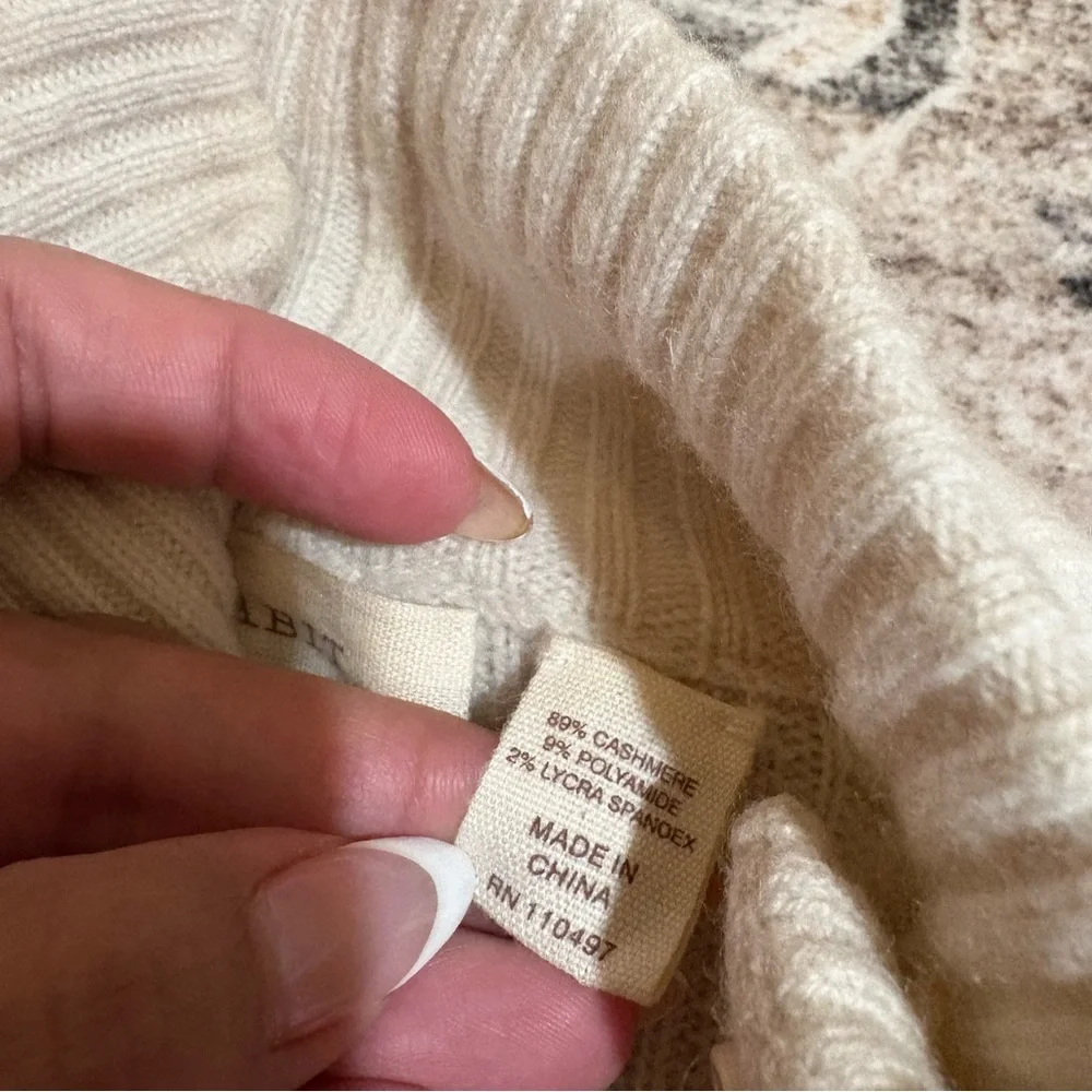 INHABIT Cashmere cable knit Long Sleeve Cardigan Size S cream